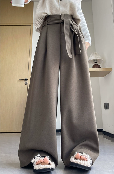 extra-wide pleated tailored trousers with wrap panels – SHADOW