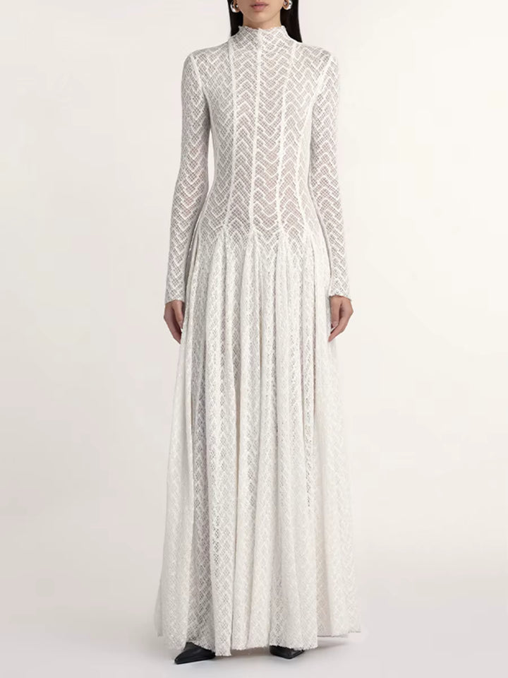 فستان قصير من الدانتيل بأكمام طويلة مع مشد وهمي – ميلينازي