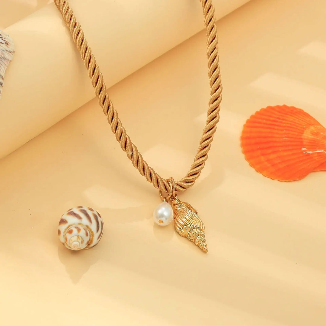 beaded lobster pendant necklace with pearl charm - CORAV