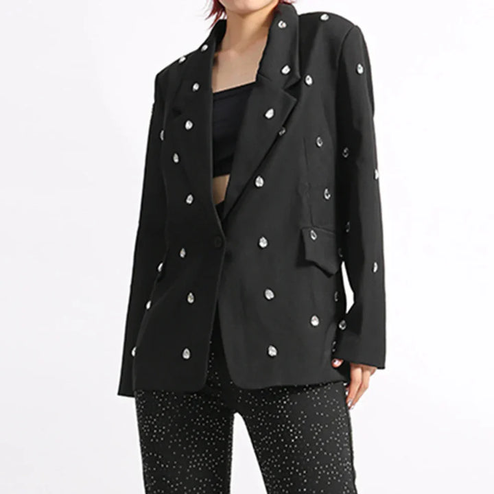 embellished tailored blazer with crystal drops – NOLIRU