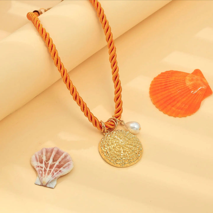 beaded lobster pendant necklace with pearl charm - CORAV