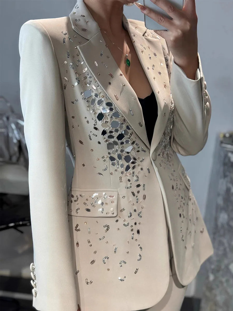 embellished tailored blazer with sequin details – ASTRID