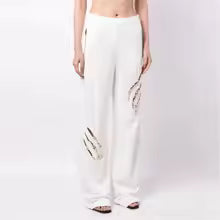 بنطلون مزخرف بفتحة وقصة ساق مستقيمة – العقيق