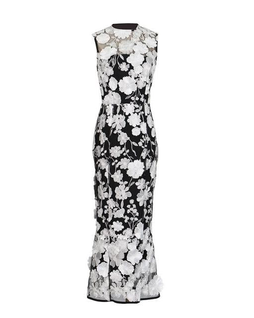 sleeveless floral applique gown – AMORAZLI