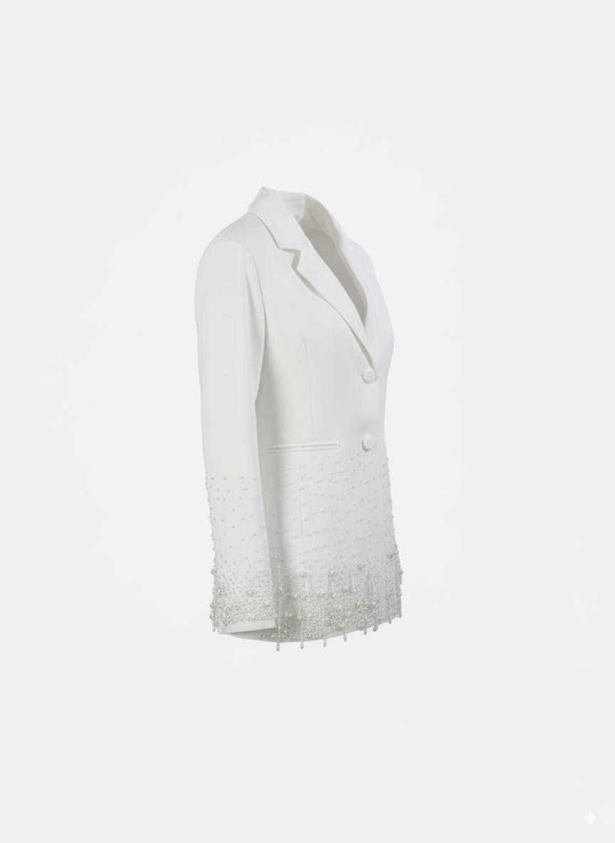 tailored blazer with pearl-embellished hem – NOVASDUR