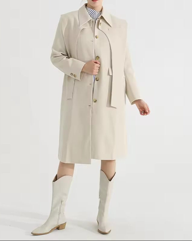 longline coat with layered front detail – NOELLEX