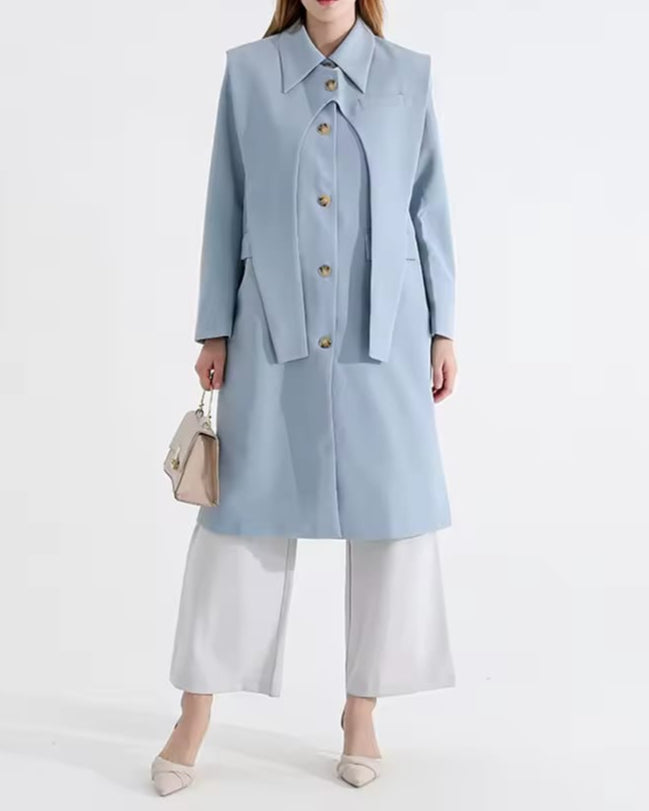longline coat with layered front detail – NOELLEX