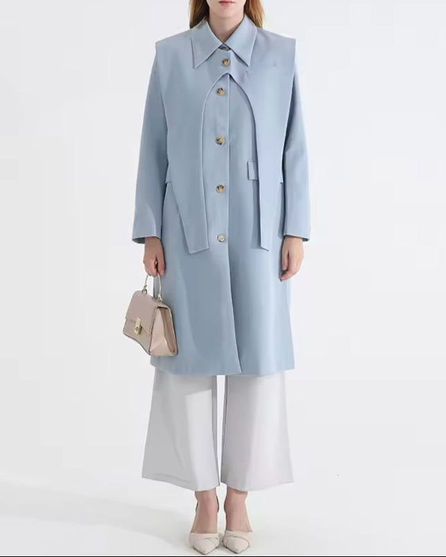 longline coat with layered front detail – NOELLEX