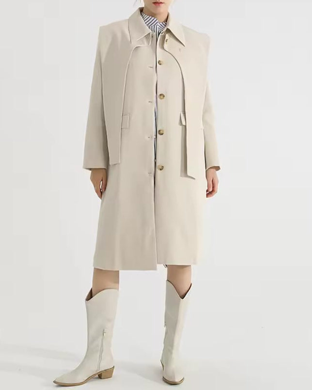 longline coat with layered front detail – NOELLEX