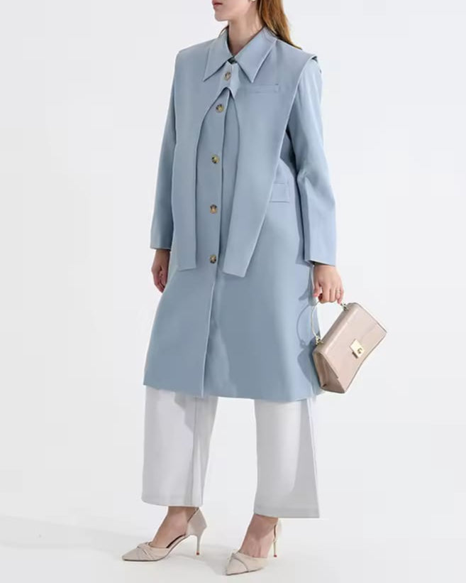longline coat with layered front detail – NOELLEX