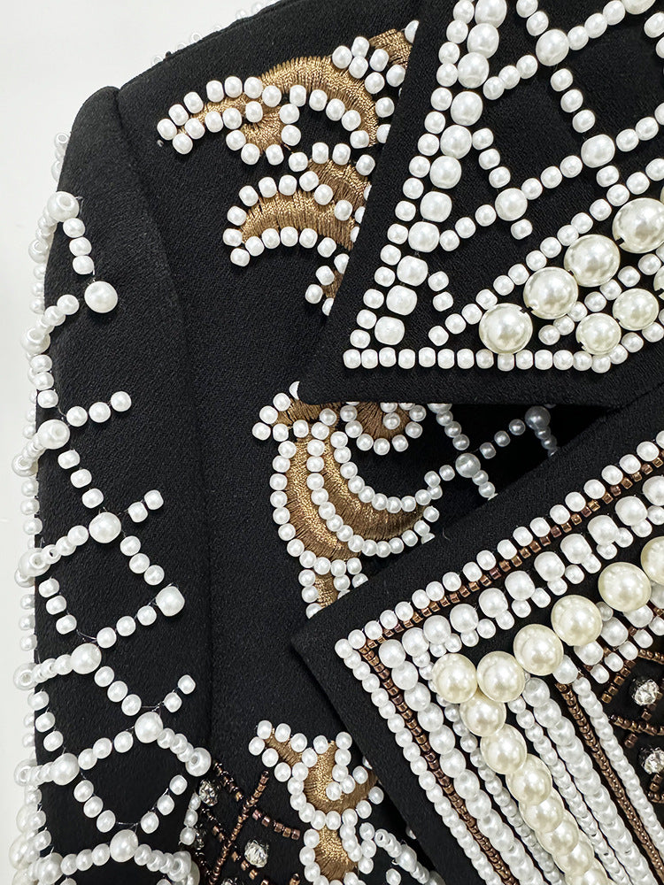cropped jacket with pearl and sequin embellishments – AURORAZLI