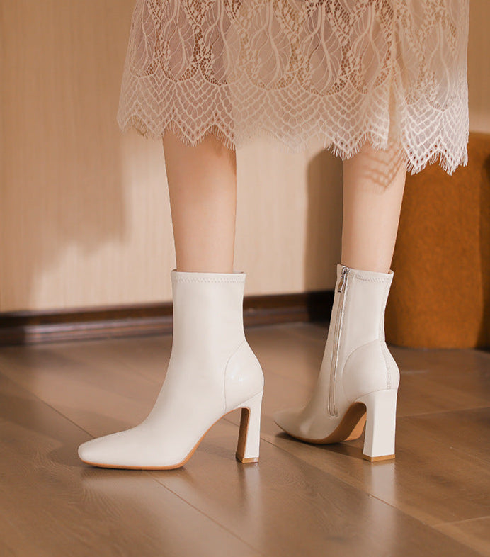 square-toe ankle boots with block heel – NORAVWU