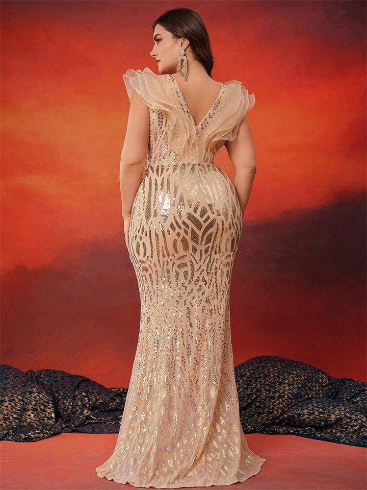 Geplooide top met uitlopende mouwen en maxi-rok set met tailleband – Rosiny 