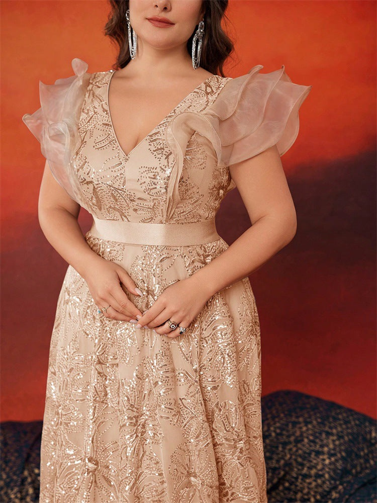 Geplooide top met uitlopende mouwen en maxi-rok set met tailleband – Rosiny 