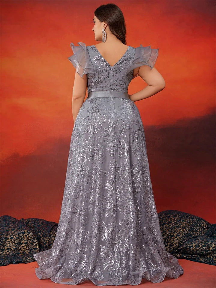 Geplooide top met uitlopende mouwen en maxi-rok set met tailleband – Rosiny 