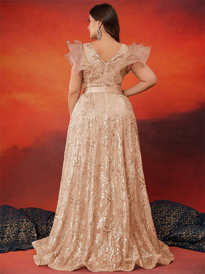 Geplooide top met uitlopende mouwen en maxi-rok set met tailleband – Rosiny 