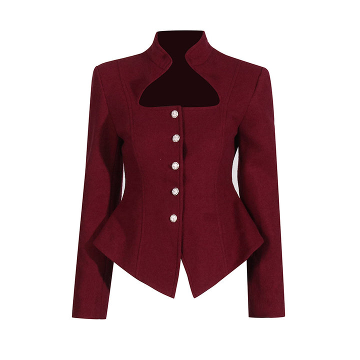 tailored jacket with sculpted cutout neckline – RUBYLAX