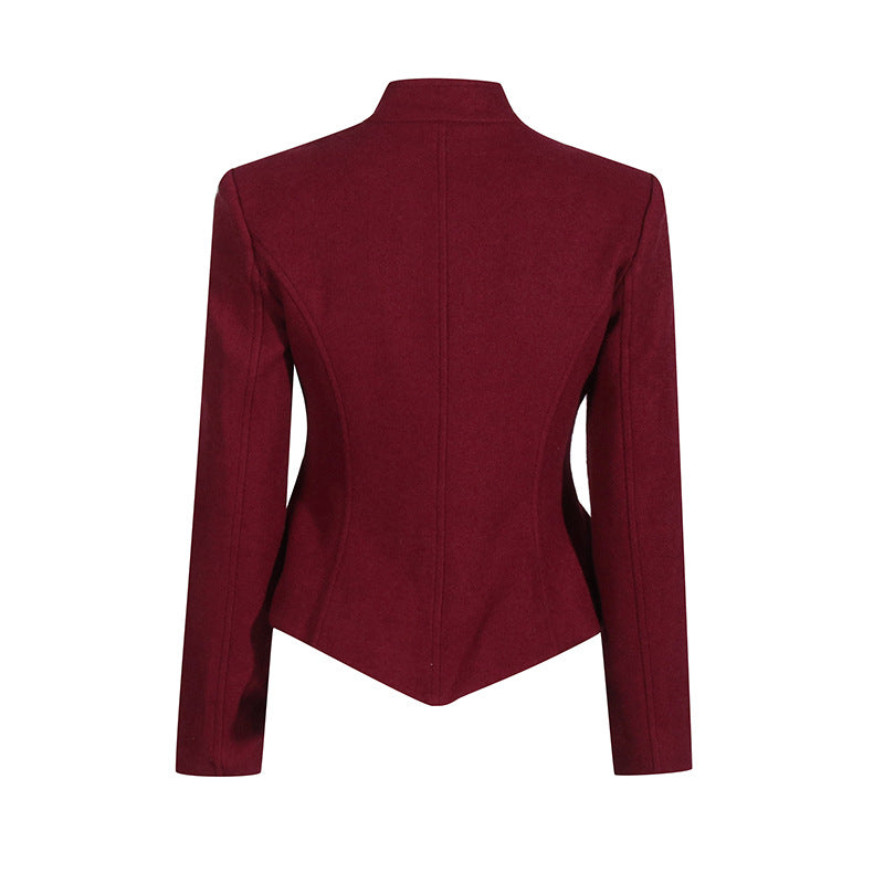 tailored jacket with sculpted cutout neckline – RUBYLAX