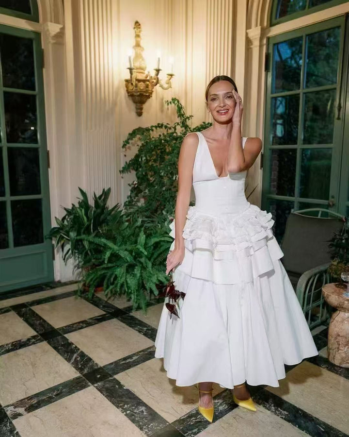 Geplooide top met uitlopende mouwen en maxi-rok set met tailleband – Rosiny 