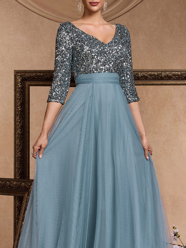 Plissiertes Oberteil mit ausgestellten Ärmeln und Maxirock-Set mit Taillengürtel – Rosiny 