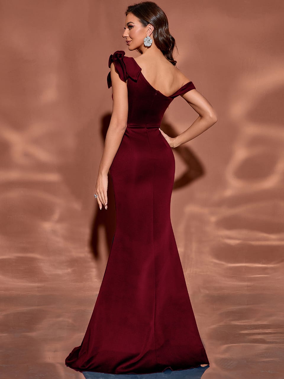 off-shoulder mermaid gown with ruffled detail – BOIRU