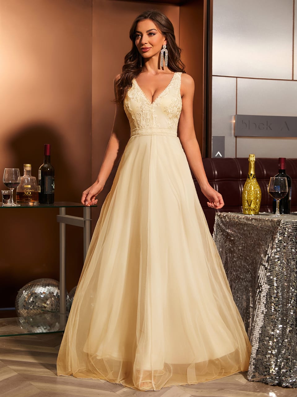 Geplooide top met uitlopende mouwen en maxi-rok set met tailleband – Rosiny 