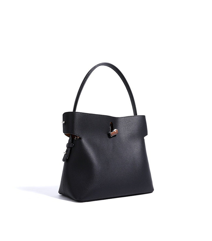 structured leather handbag with metallic twist lock – MORILA