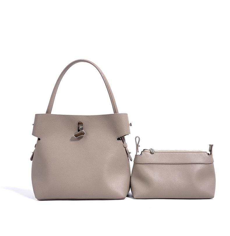 structured leather handbag with metallic twist lock – MORILA