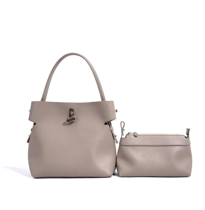 structured leather handbag with metallic twist lock – MORILA