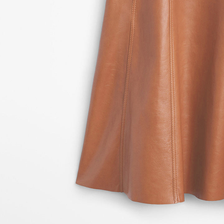 high-waist faux leather flared skirt – BIERNA