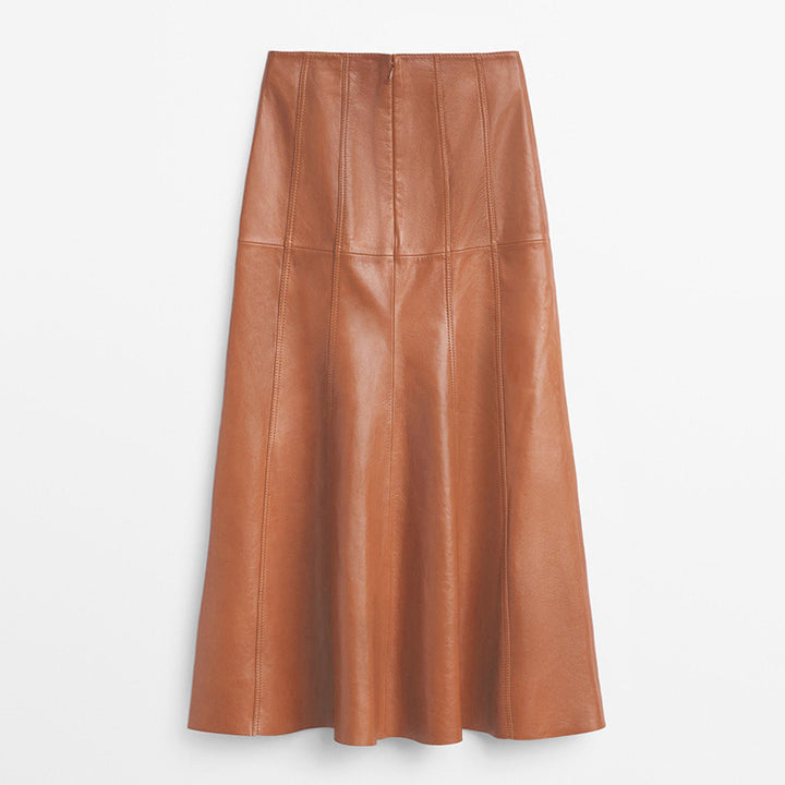 high-waist faux leather flared skirt – BIERNA