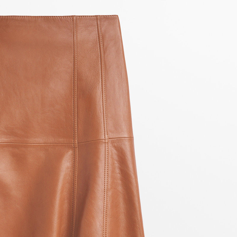 high-waist faux leather flared skirt – BIERNA