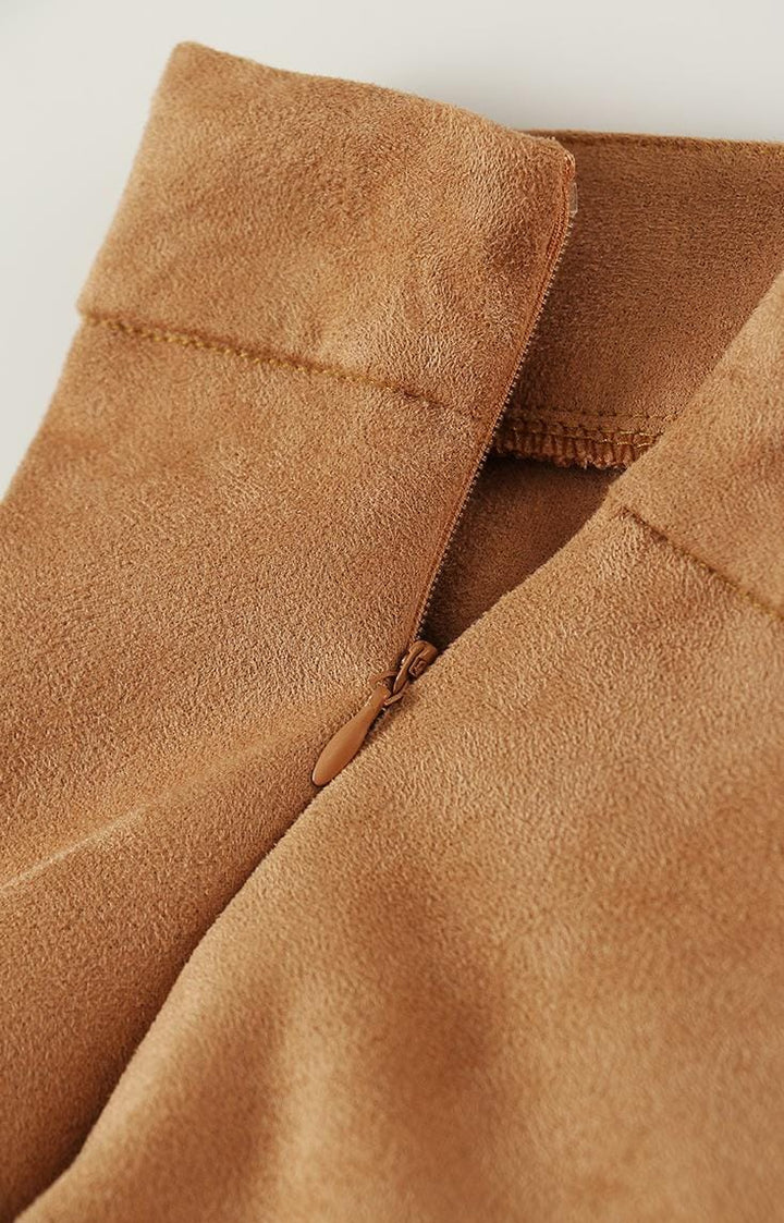 suede midi skirt with layered fringe – PAVALA