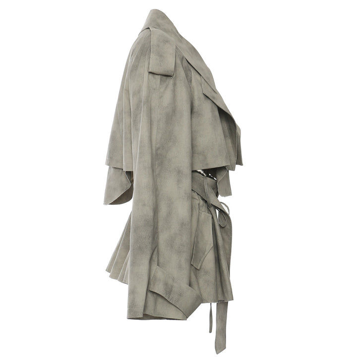 cropped suede jacket with wide lapel – NOLVA