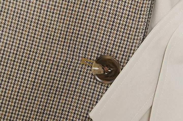 معطف ترنش بحزام مع طية صدر جلدية متباينة اللون – فيترا