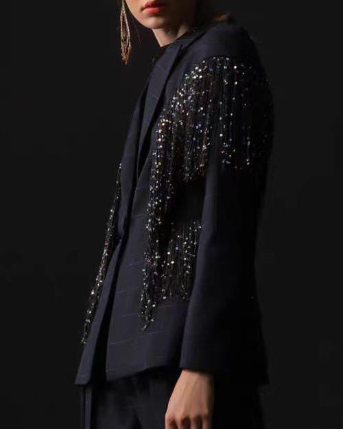 Geplooide top met uitlopende mouwen en maxi-rok set met tailleband – Rosiny 