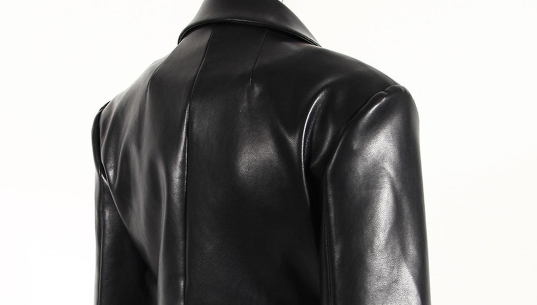 cropped faux leather jacket with wrap belt – RALEN