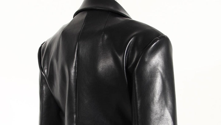 cropped faux leather jacket with wrap belt – RALEN