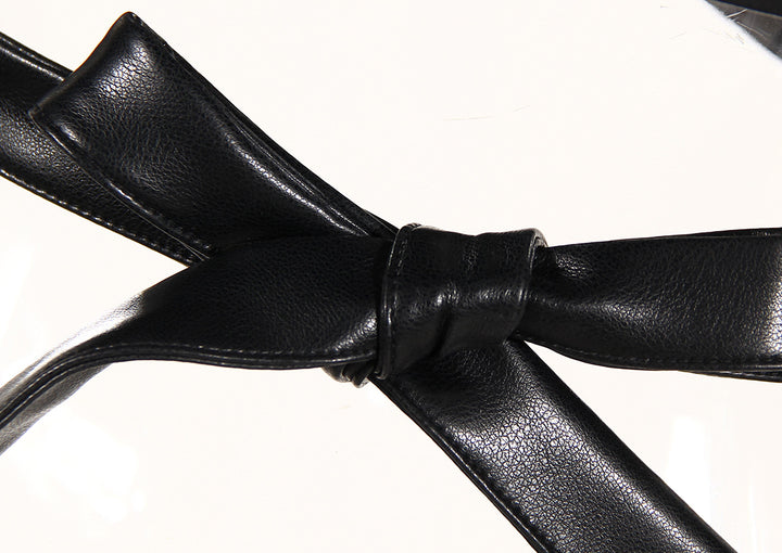 cropped faux leather jacket with wrap belt – RALEN