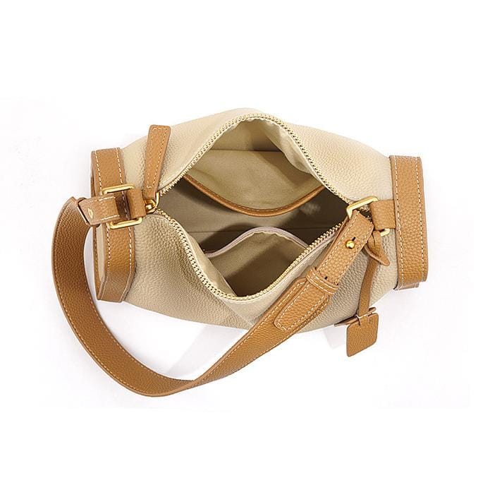 geweven rieten draagtas met dubbele leren handvatten – LÉONIE 