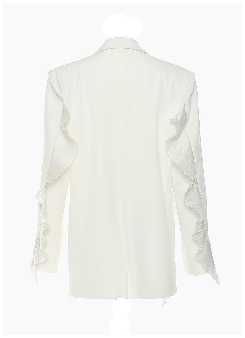 Geplooide top met uitlopende mouwen en maxi-rok set met tailleband – Rosiny 