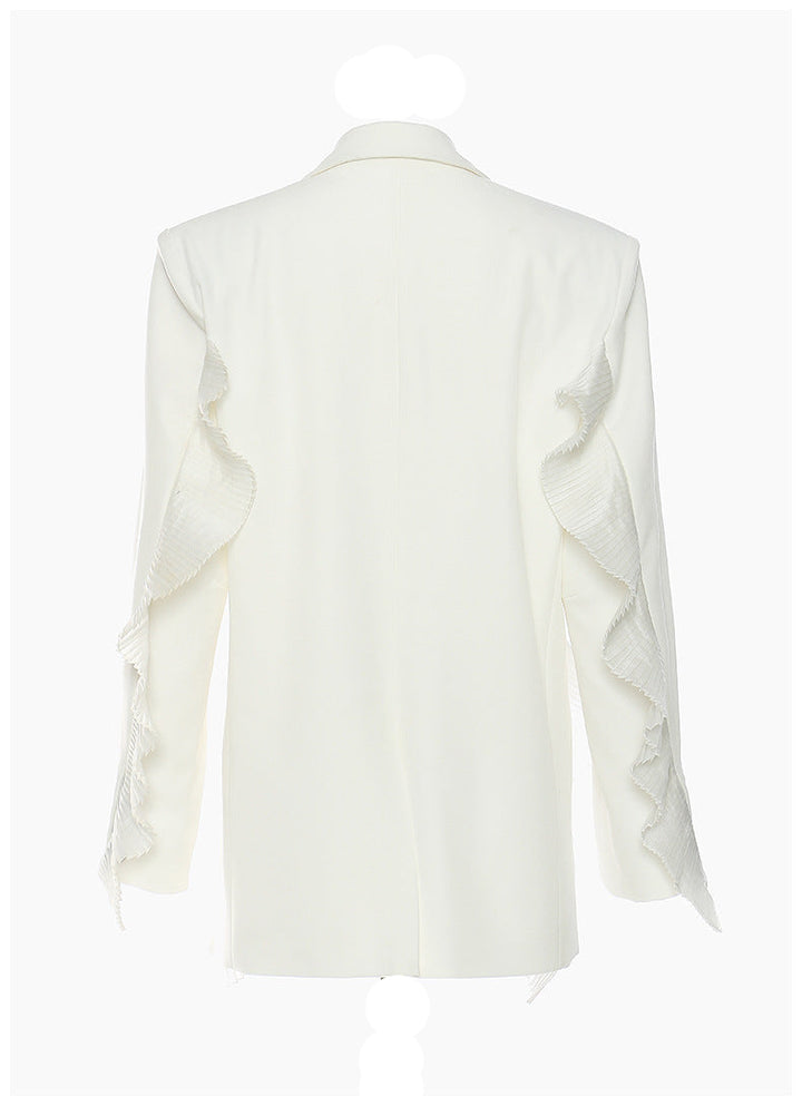 Geplooide top met uitlopende mouwen en maxi-rok set met tailleband – Rosiny 