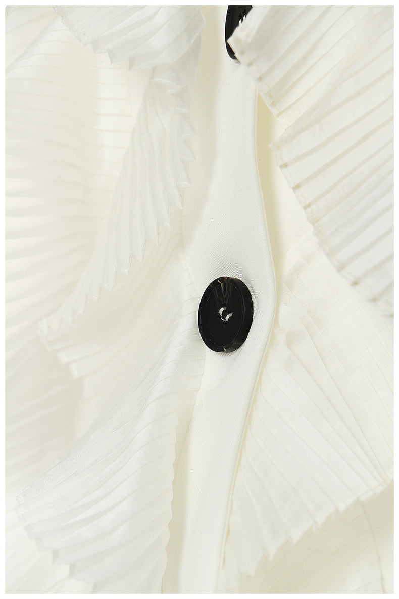 Geplooide top met uitlopende mouwen en maxi-rok set met tailleband – Rosiny 