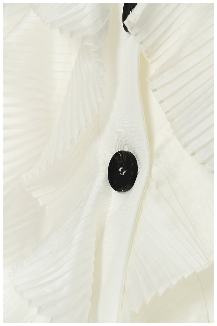 Geplooide top met uitlopende mouwen en maxi-rok set met tailleband – Rosiny 