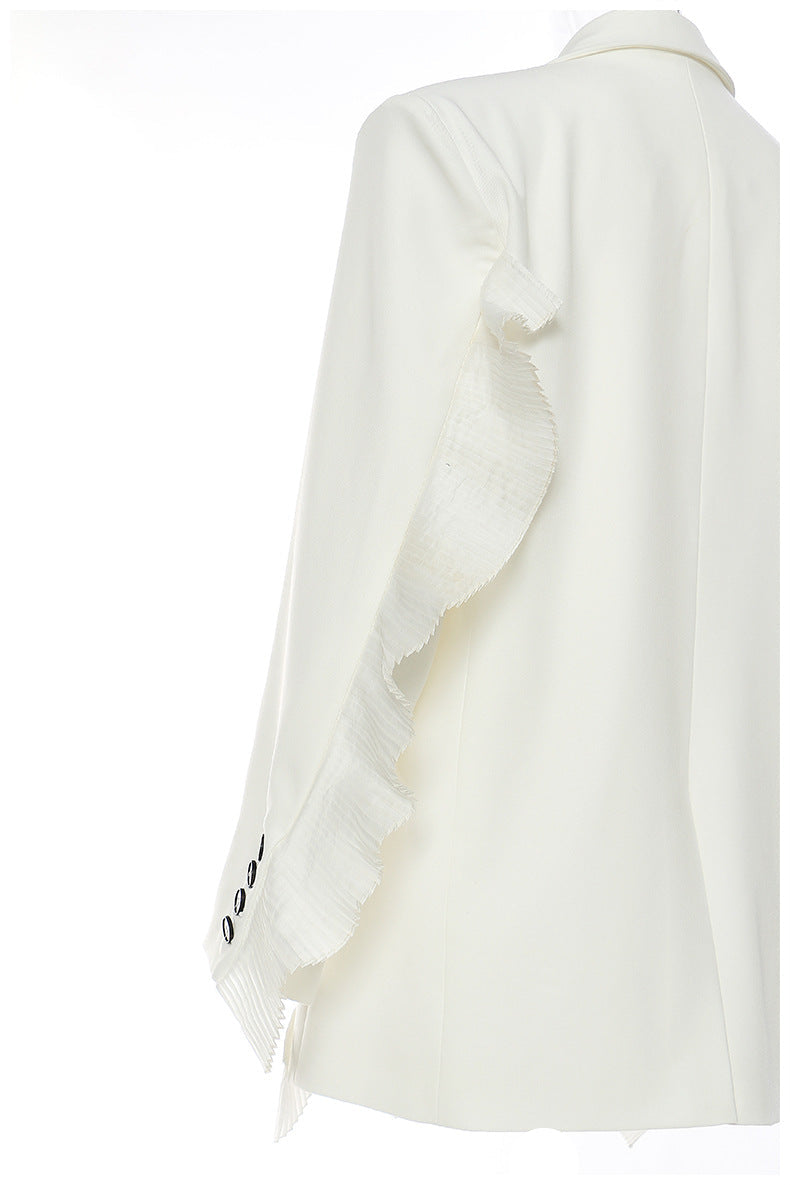 Geplooide top met uitlopende mouwen en maxi-rok set met tailleband – Rosiny 