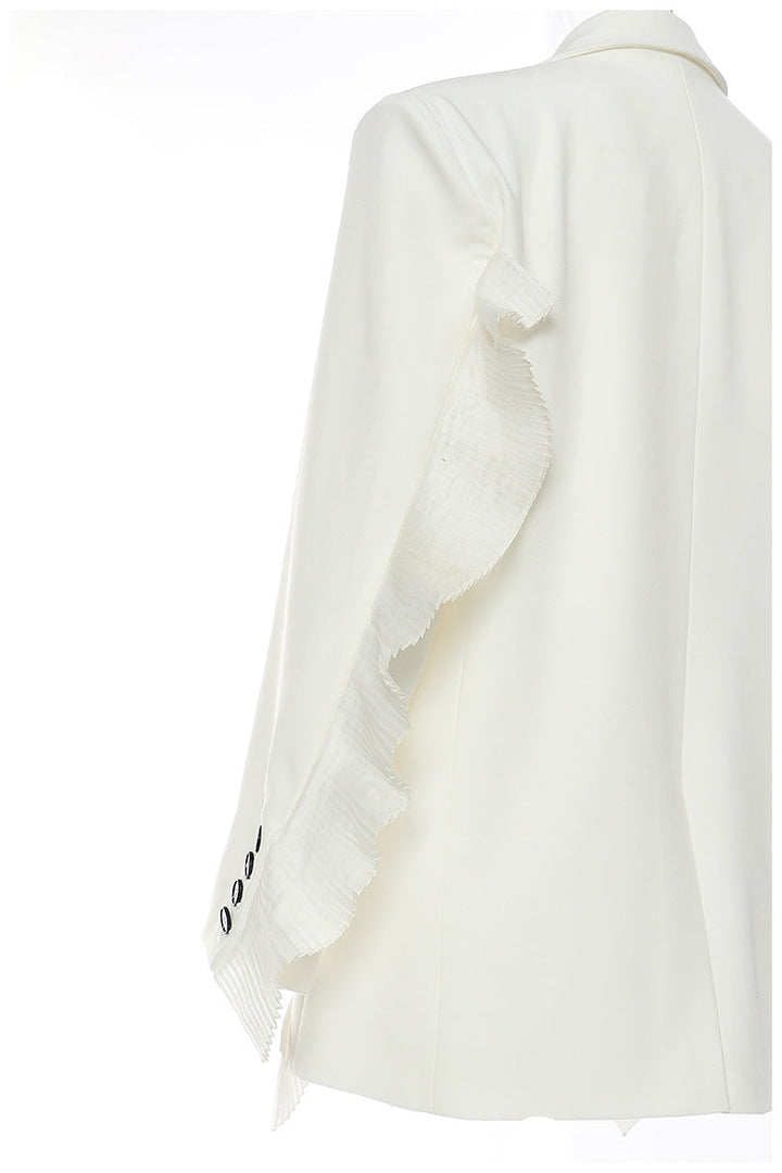 Geplooide top met uitlopende mouwen en maxi-rok set met tailleband – Rosiny 