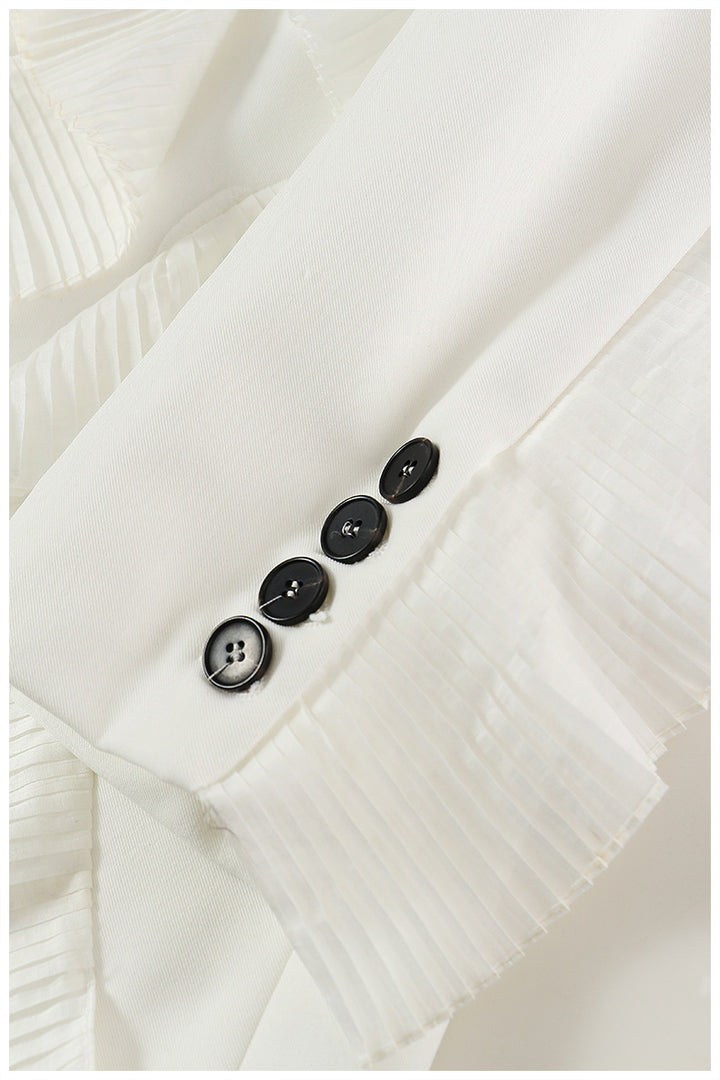 Geplooide top met uitlopende mouwen en maxi-rok set met tailleband – Rosiny 