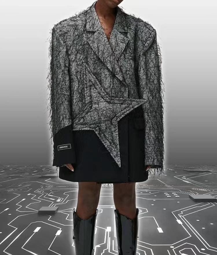 long blazer with contrast star panel – BASTRIND