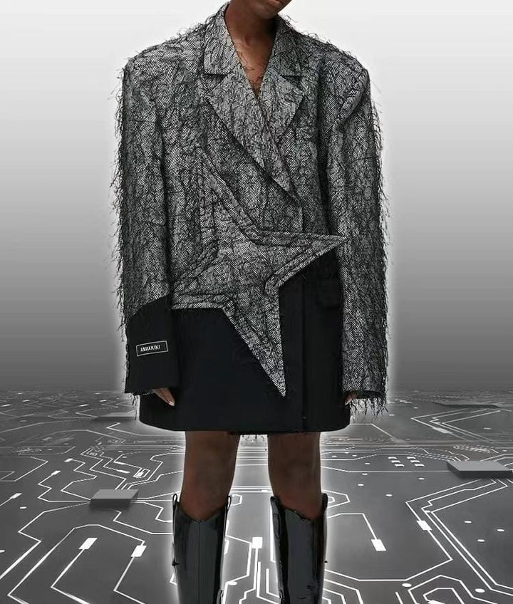 long blazer with contrast star panel – BASTRIND