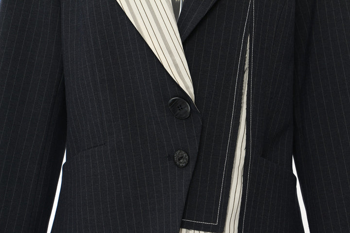 pinstripe blazer with asymmetric contrast panels – POLVA